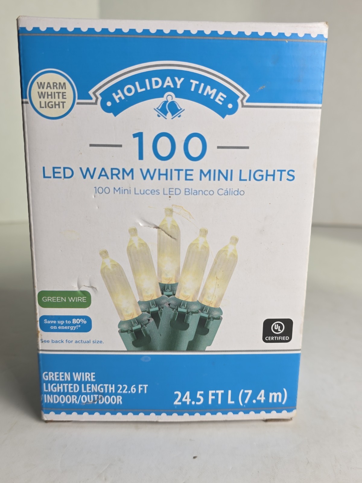 HOLIDAY TIME 100 LED Warm White Mini Lights Indoor/Outdoor 24.5 Ft gallery
