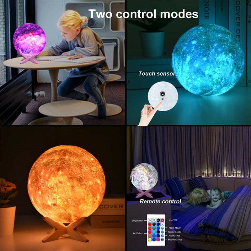 3D Printing Galaxy Lamp Moonlight USB LED Night Lunar Light Touch Color Changing gallery