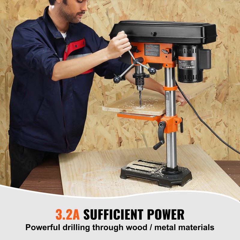 VEVOR 10-Inch 5-Speed Benchtop Drill Press Cast Iron Drill Press 3.2A gallery