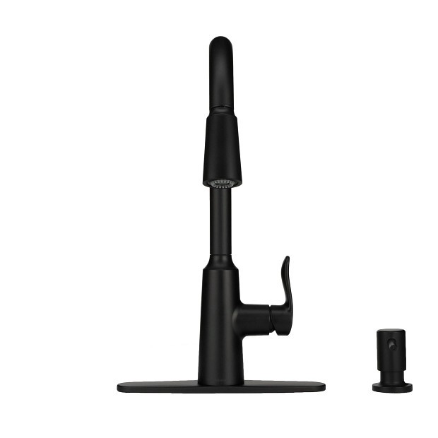 MOEN 87028BL Edwyn Single Handle Pull-Down Handle Kitchen Faucet - Matte Black gallery