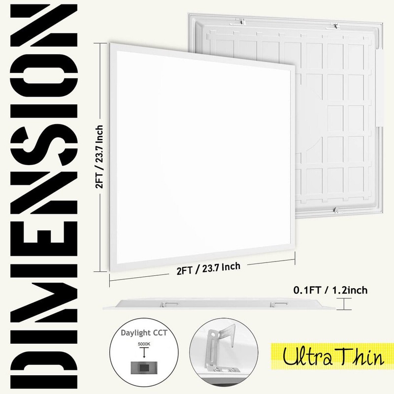 LED Flat Panel Light 2x2FT, 45Watt 5800LM Recessed Backlit Troffer Lights, 5000K gallery