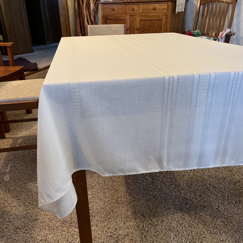 Rectangular Tablecloth Polyester Ivory 77 x 60 Inches Delicate Details gallery