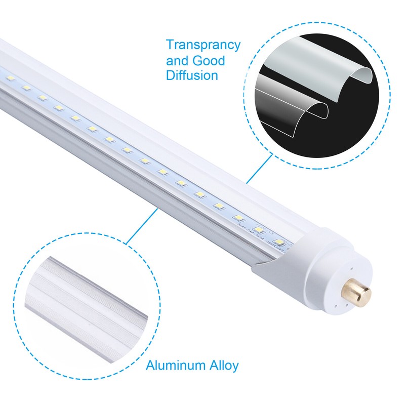 12Pack 8FT LED Tube Light 65W 45W FA8 Single Pin LED Shop Light, Ballast Removed gallery