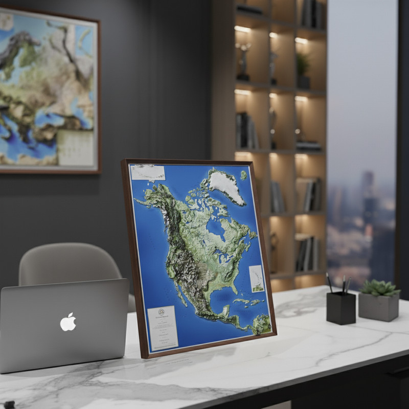 Real 3D raised relief map of North America - with touchable mountain peaks. gallery