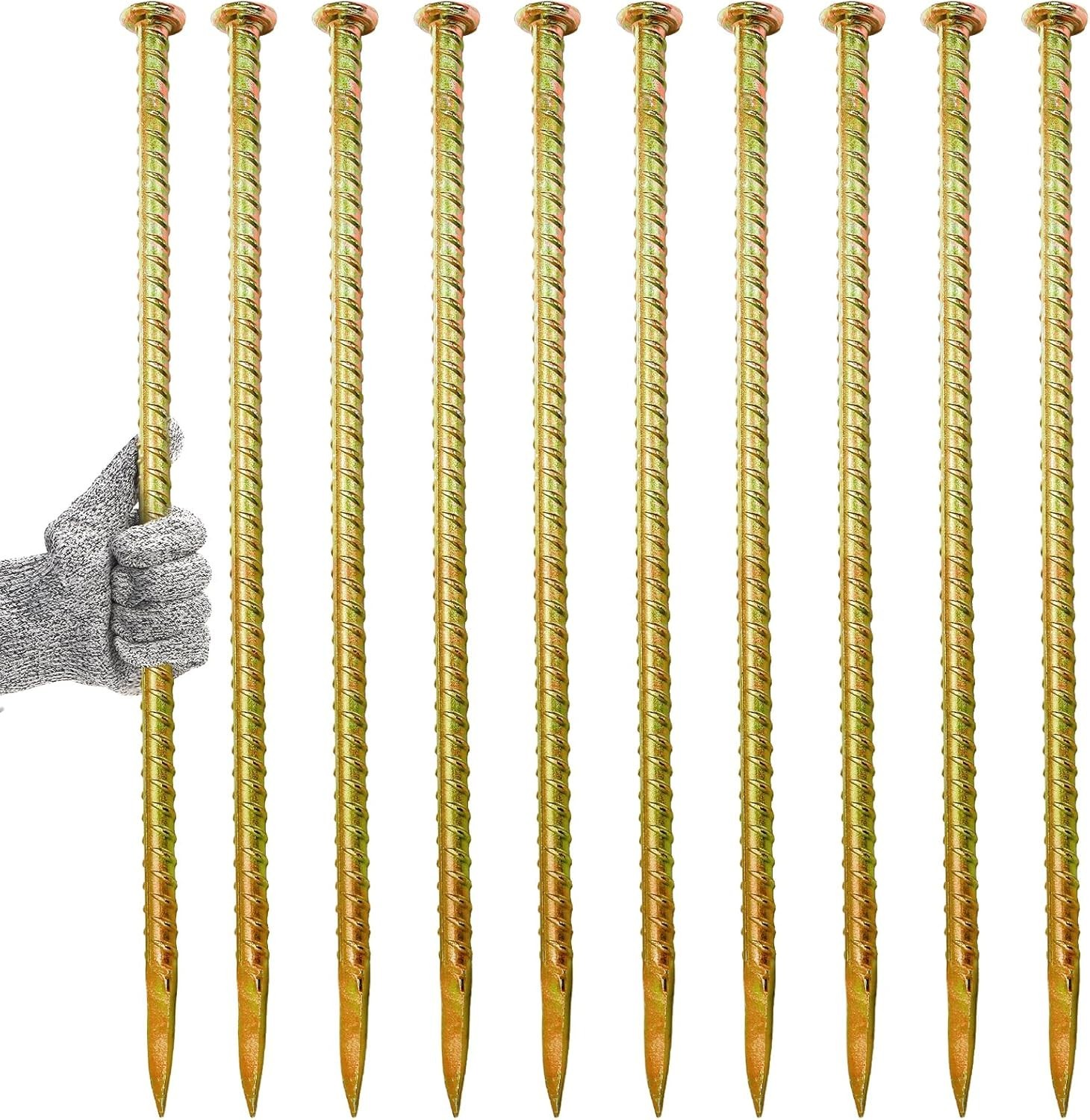 10 Pack 16 Inch Rebar Stakes, Galvanized Steel Ground Anchors 1/2 Inch Diamet... gallery