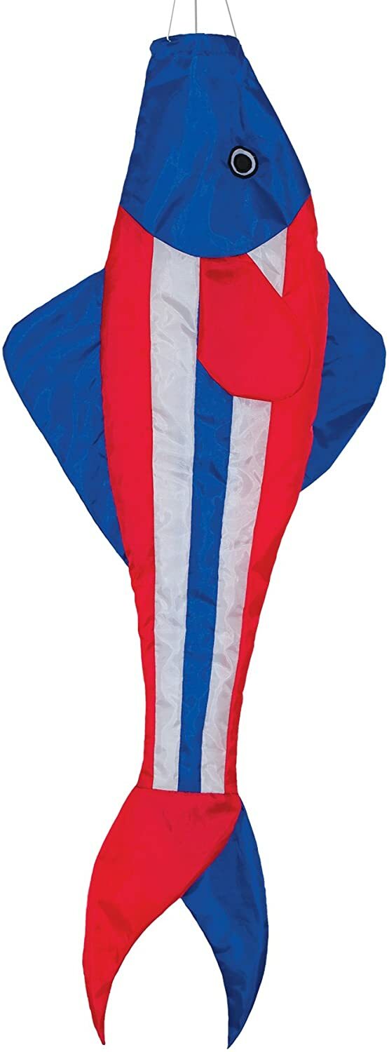 WINDSOCK--48" Patriotic Trout Windsock, Wind Sock, Diva, Spinner gallery