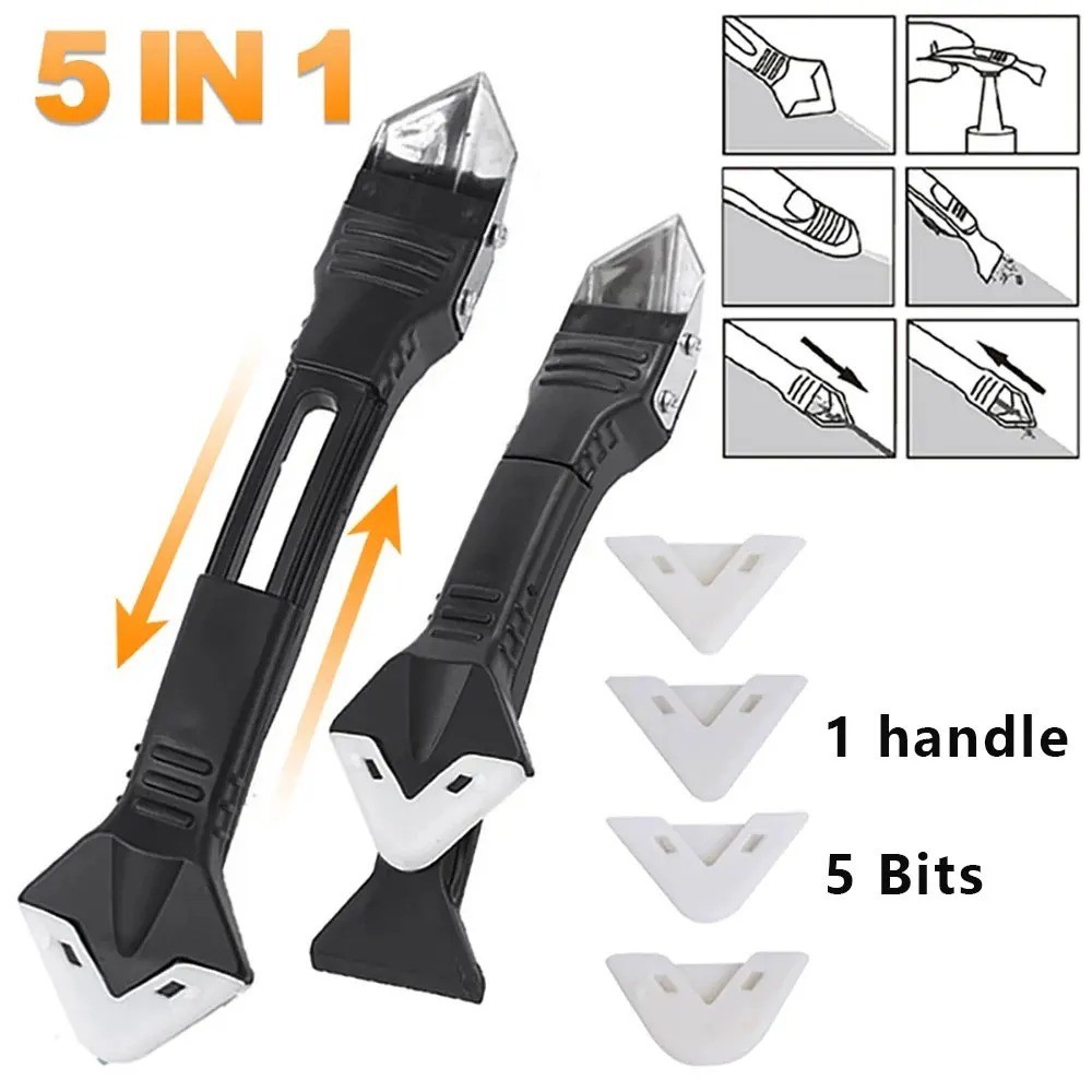 5 in 1 Silicone Sealant Remover Tool Kit Set Scraper Caulking Mould Removal US gallery