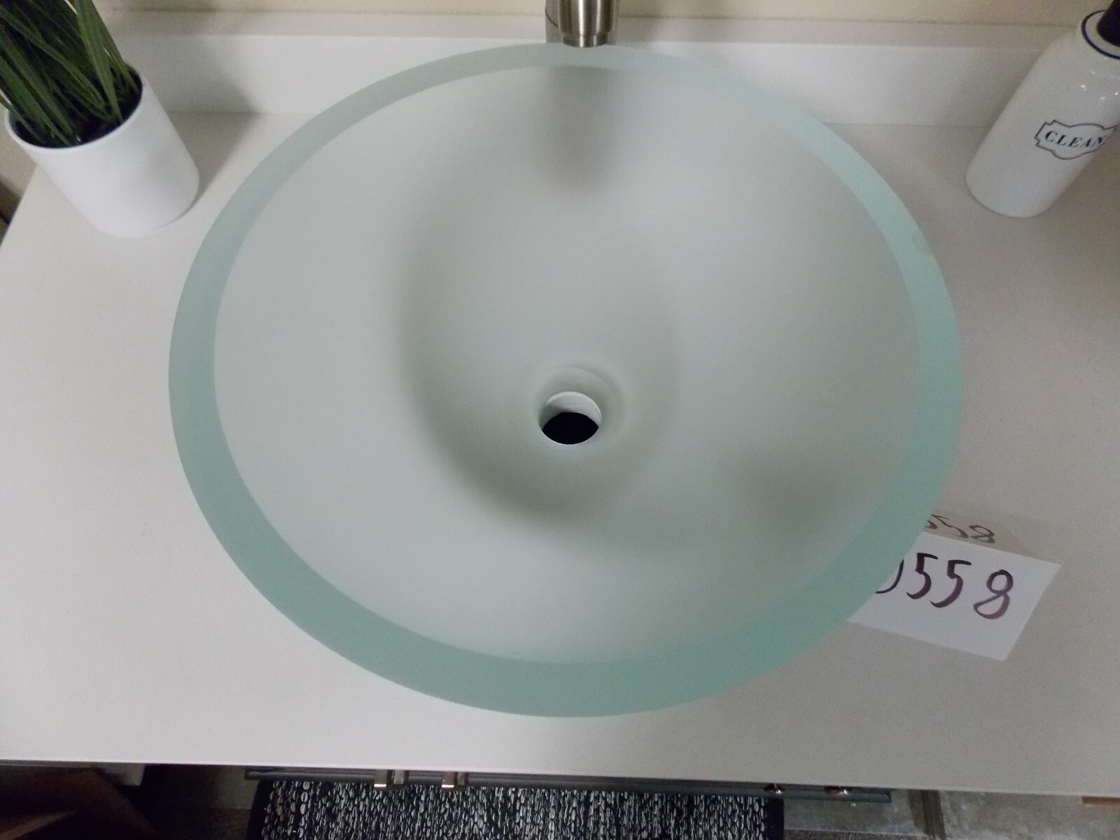 Eden Bath Round Frosted Crystal Tempered Glass Vessel Sink (EB_GS83,D558) gallery