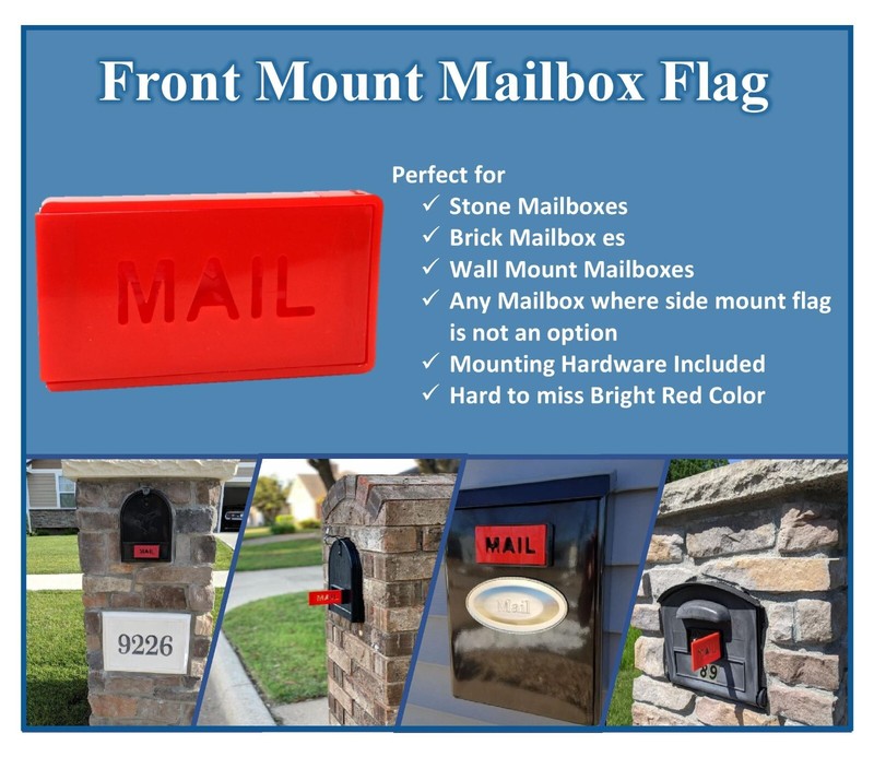 Red Front Mounted Mailbox Flag for Brick Stone Mailboxes Mail Alert Flag Plastic gallery