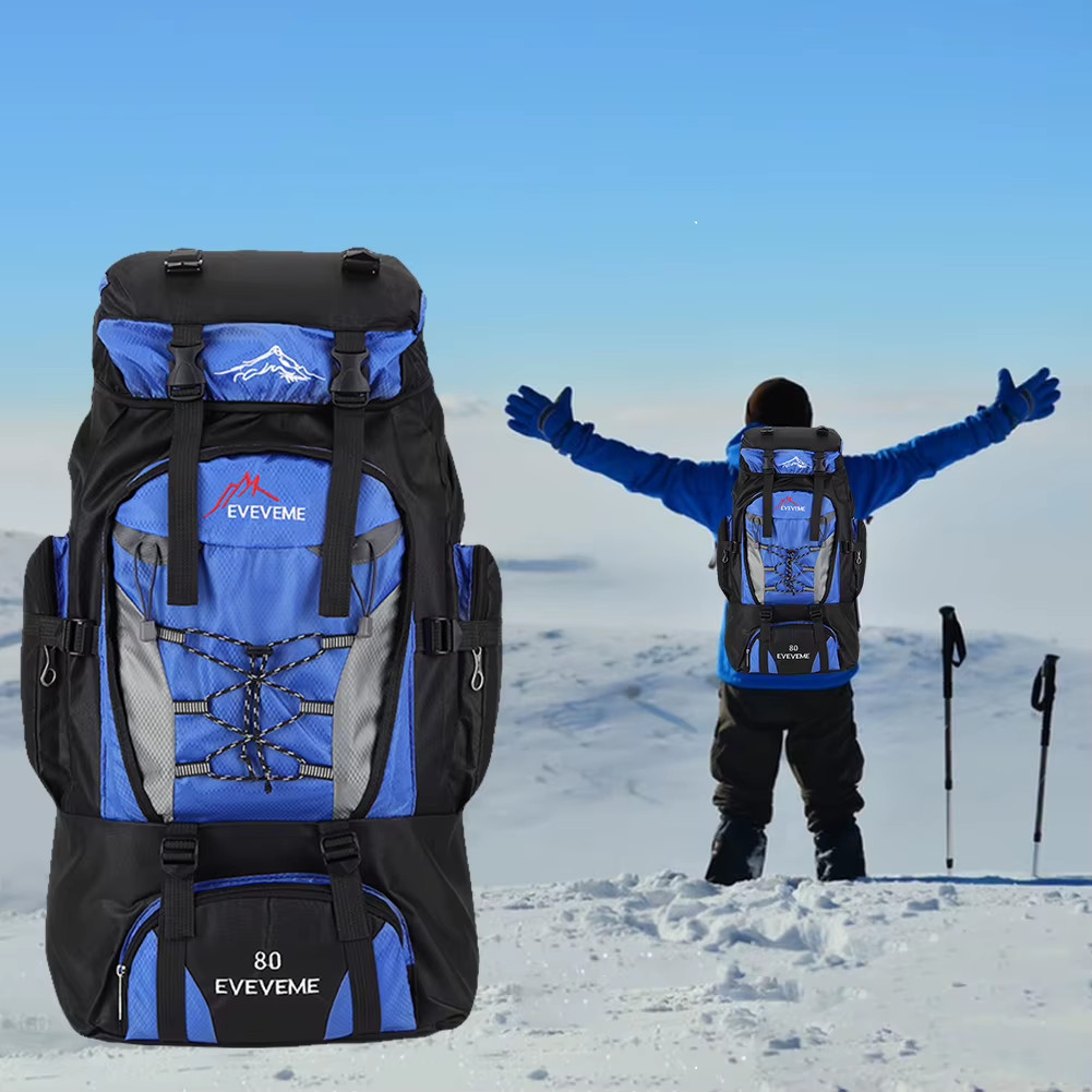 80L Mountaineering Backpack Large Capacity Travel Backpack Adjustable Strap Moun 4