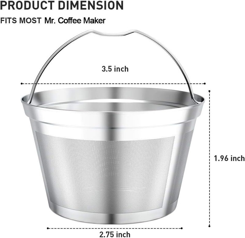 Reusable 4-5cup basket Replacement coffee filters- stainless steel Permanent cof gallery