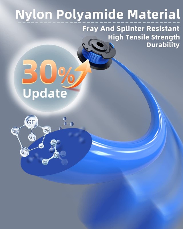 Weed Wacker String Replacement Compatible with Ryobi 6 Spools & 1 Cap, Blue gallery