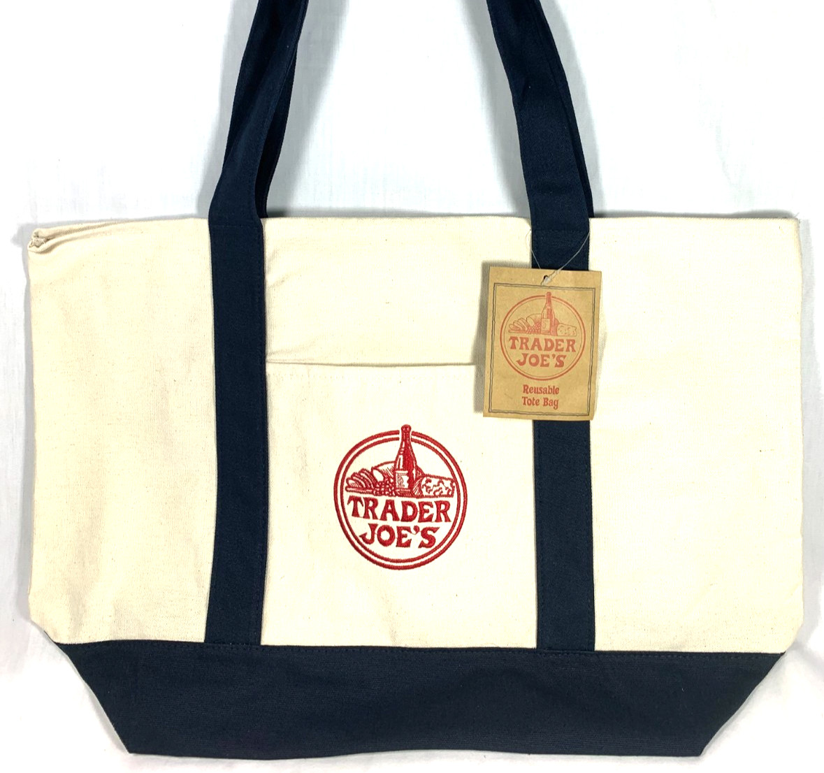 Trader Joe’s Canvas Tote Shopping Bag - LARGE CLASSIC NAVY BLUE - NEW with TAGS gallery
