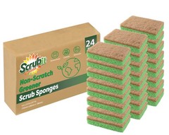 SCRUBIT 24 Pack Natural Sponges – Biodegradable 24 Count (Pack of 1), Green