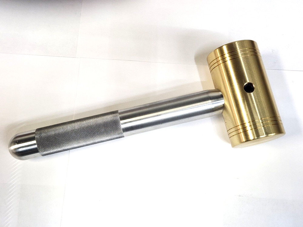 3 POUND BRASS HAMMER* KNURLED 1" SOLID ALUMINUM 7-1/2" HANDLE*MADE IN USA*