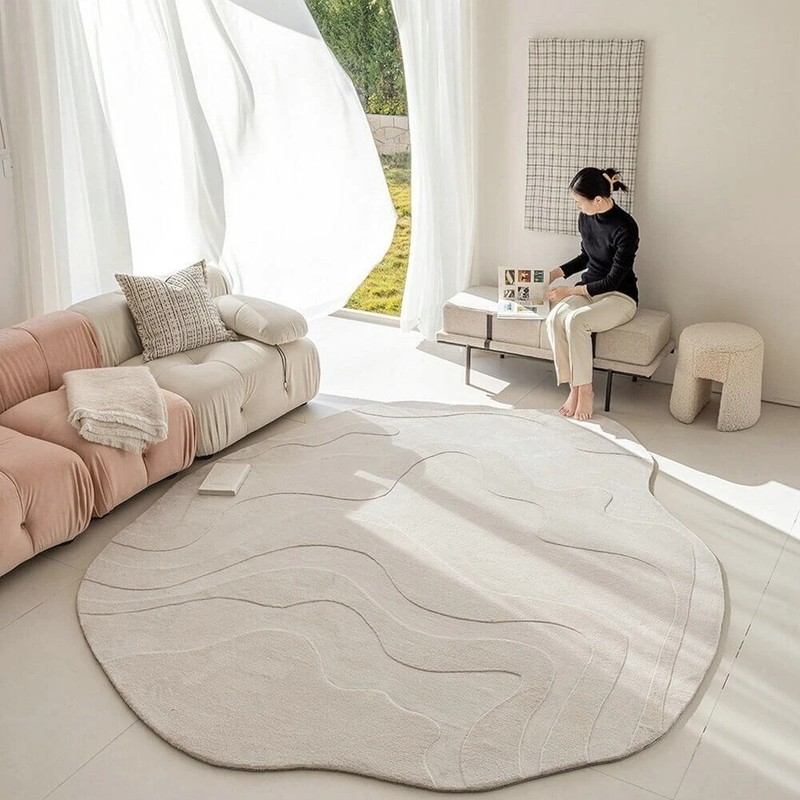 Canyon irregular White Hand-Tufted Wool Handmade Area Rug Carpet for any Room gallery