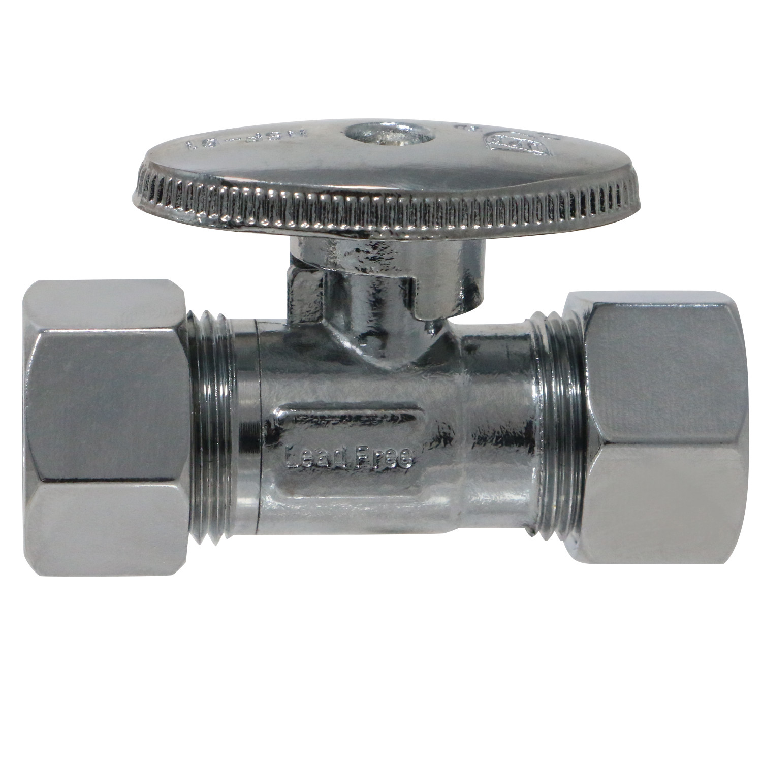 1) 5/8" OD X 5/8" OD COMPRESSION STRAIGHT BALL VALVE, 1/4 TURN, LEAD FREE BRASS gallery