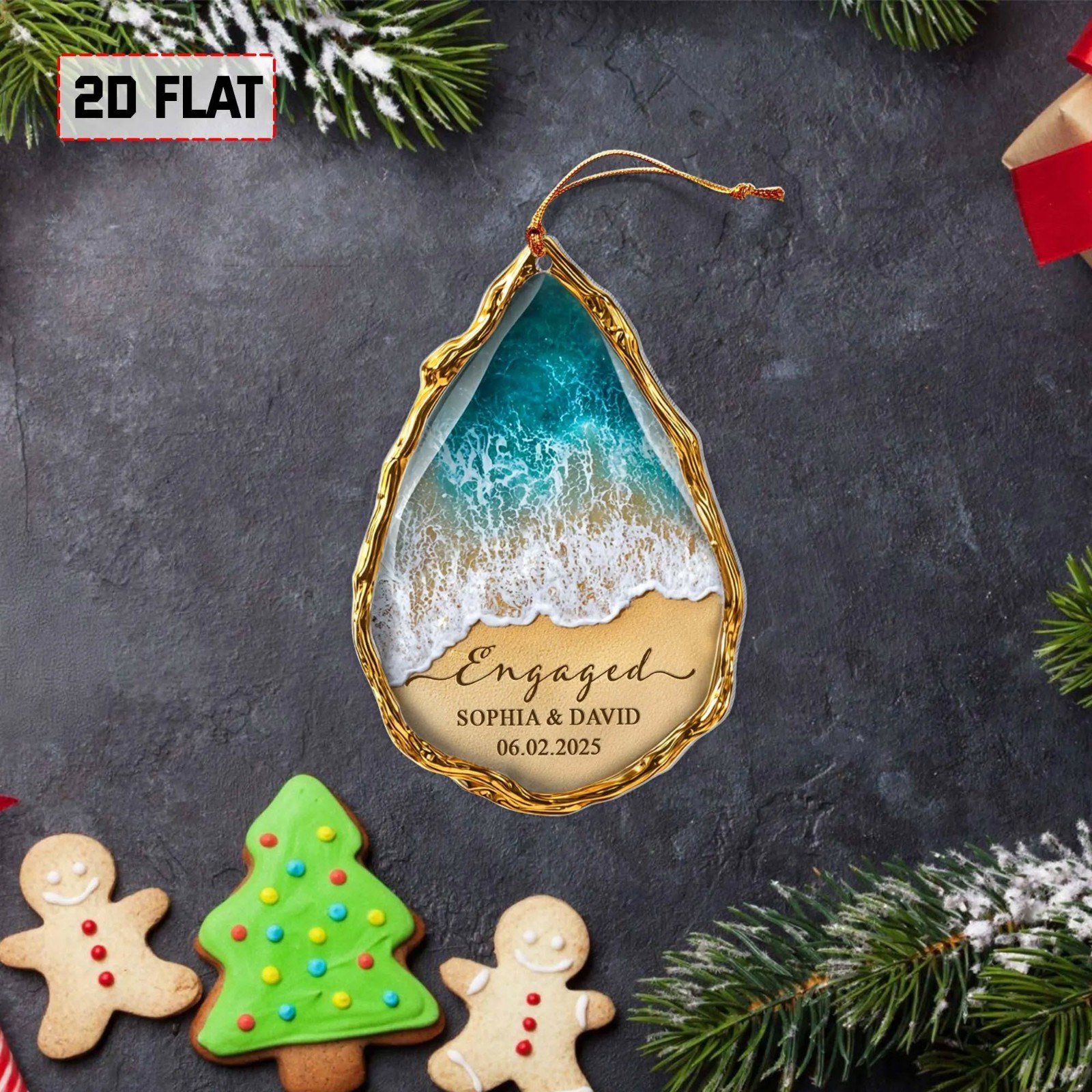 Personalized Engaged Ornament 2025 Beach Engagement Custom Name Ocean Xmas Gift gallery