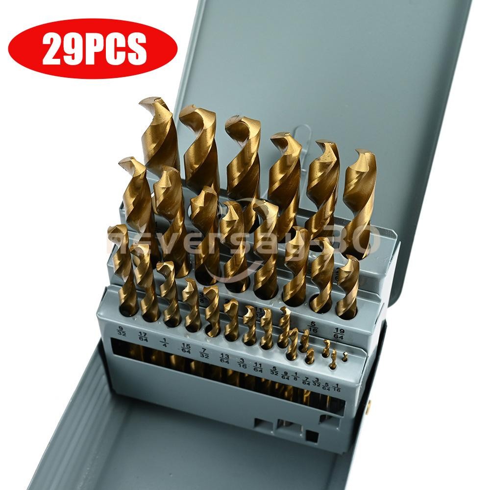 29PCS/Set HSS Drill Bits Black Gold Multi-Bits Twist Metal Drill Bit 1/16"-1/2" gallery
