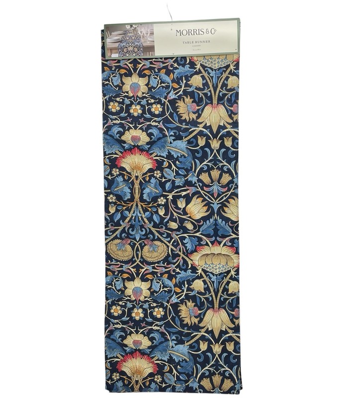NEW William Morris & Co Reversible Lodden Table Runner 16 X 90 Navy Blue Floral gallery