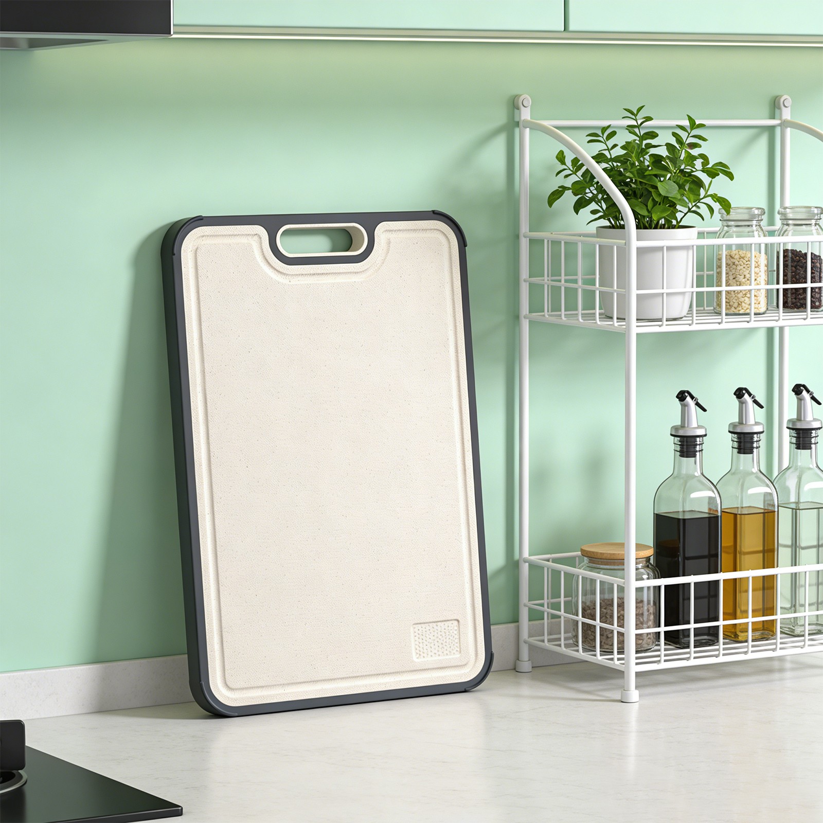Double Sided Stainless Steel Wheat Fiber Double Sided Cutting Board for Kitchen gallery