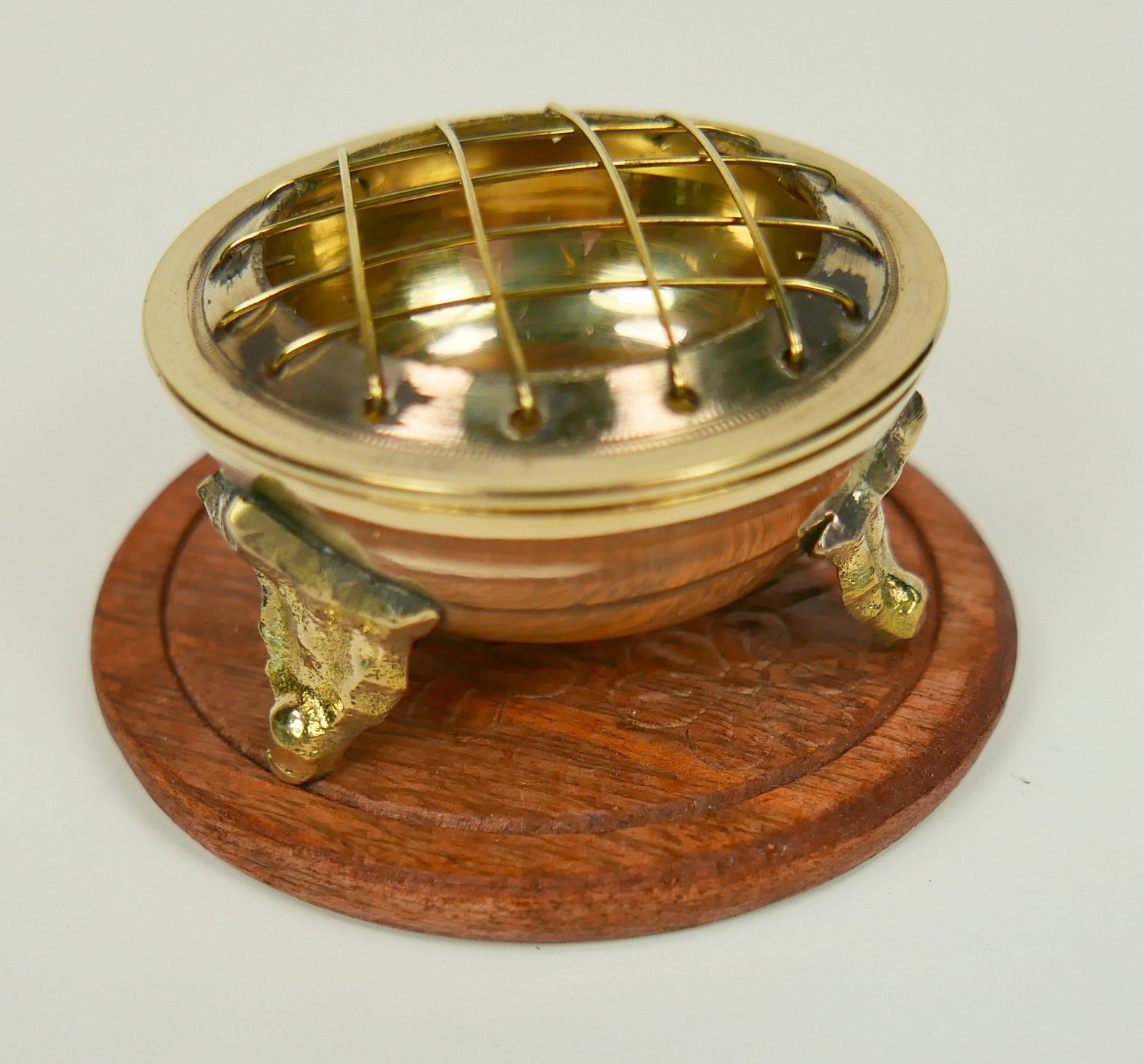 Incense Holder solid Brass three Legs Charcoal Cones Burner Ash Catcher 2.25" gallery