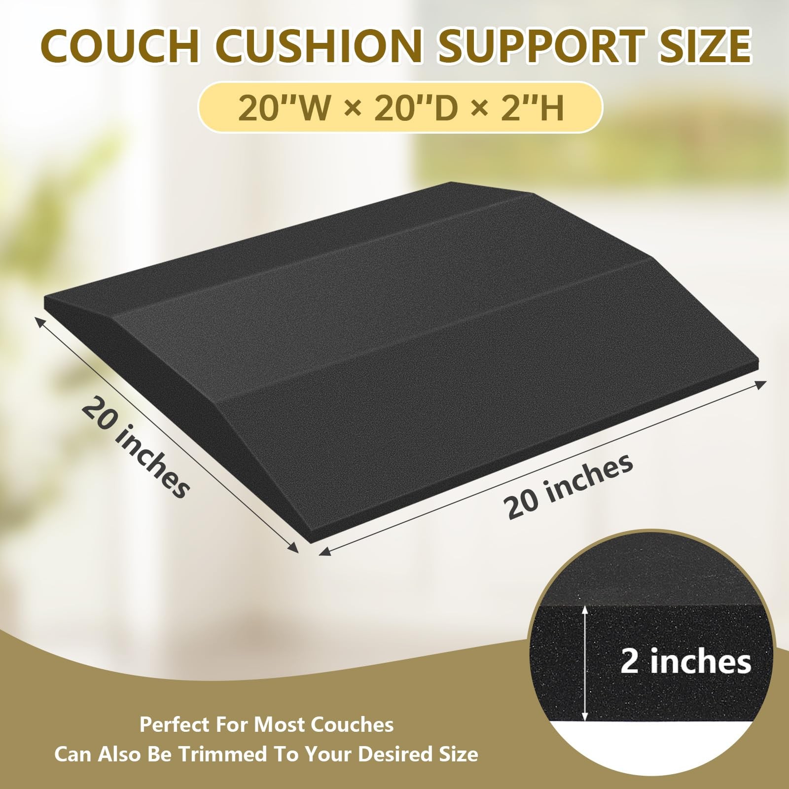 Couch Cushion Support for Sagging Seat Firm Density Foam Insert Trapezoidal S... gallery