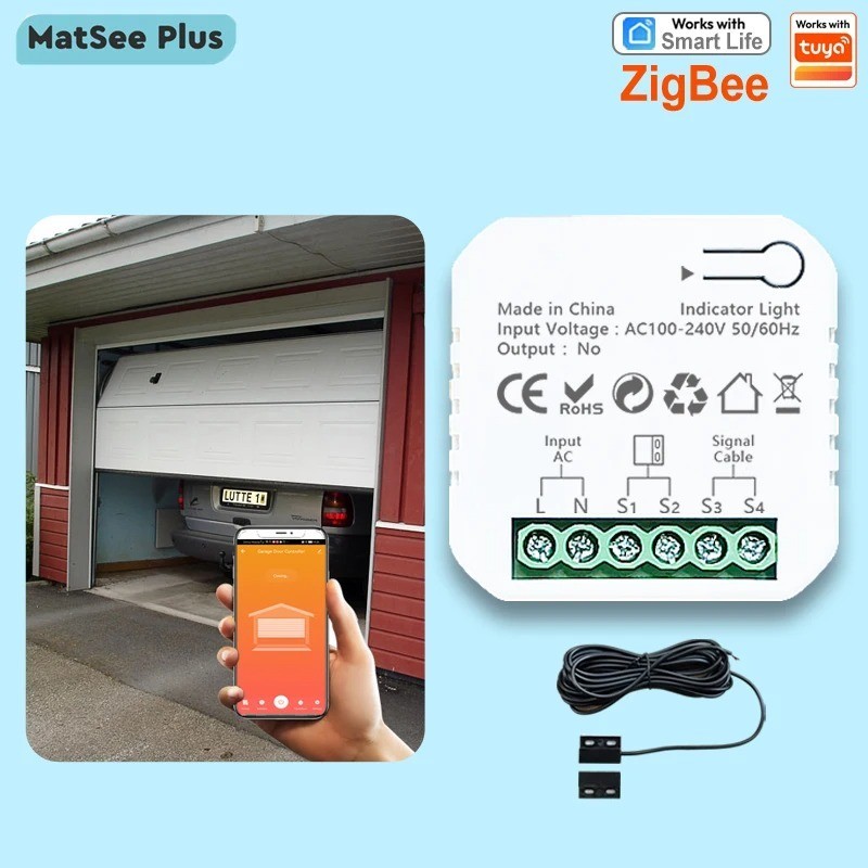 Tuya ZigBee Smart Garage Door Opener Controller Alexa Google Home App Remote gallery