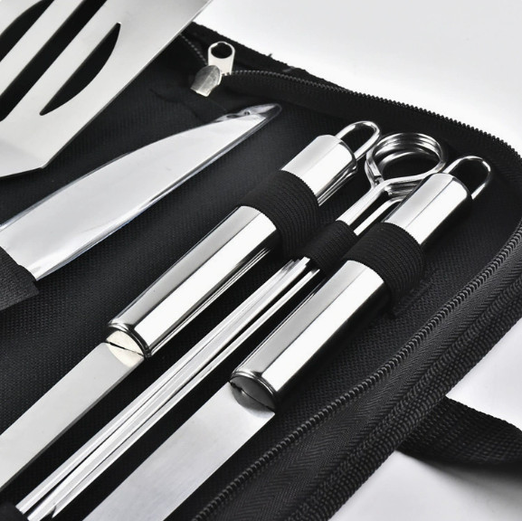 Stainless Steel BBQ Tool Set with Cloth Bag Outdoor Barbecue Grilling Accessorie gallery