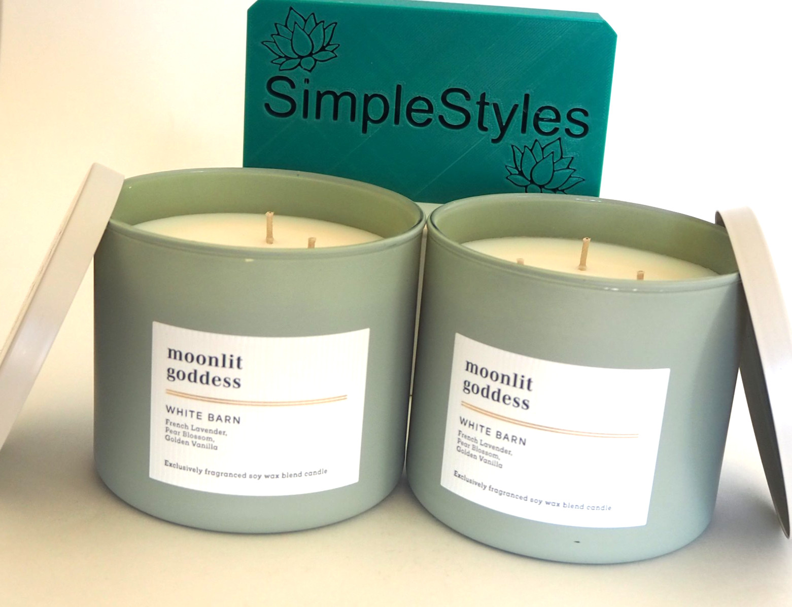 Bath & Body Works Moonlit Goddess 3 Wick White Barn Scented Candle Set x 2 NEW gallery
