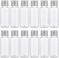 12Pcs Empty Refillable Clear Plastic Bottle with Aluminum Screw Cap,Tiny