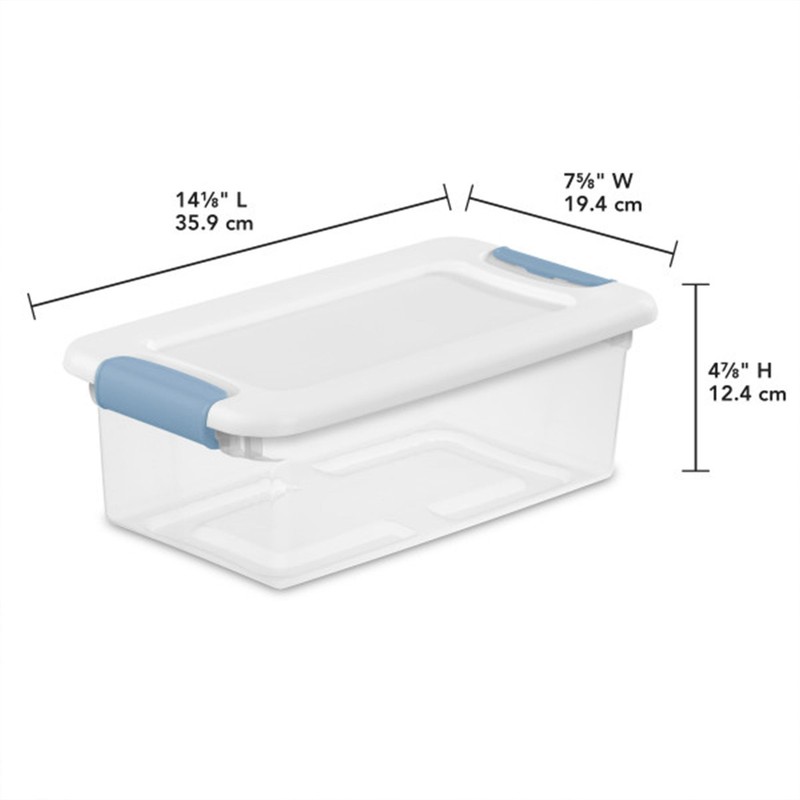 Sterilite 6 Qt. Plastic Stackable Storage Box with Latching Lid, Clear (12 Pack) gallery