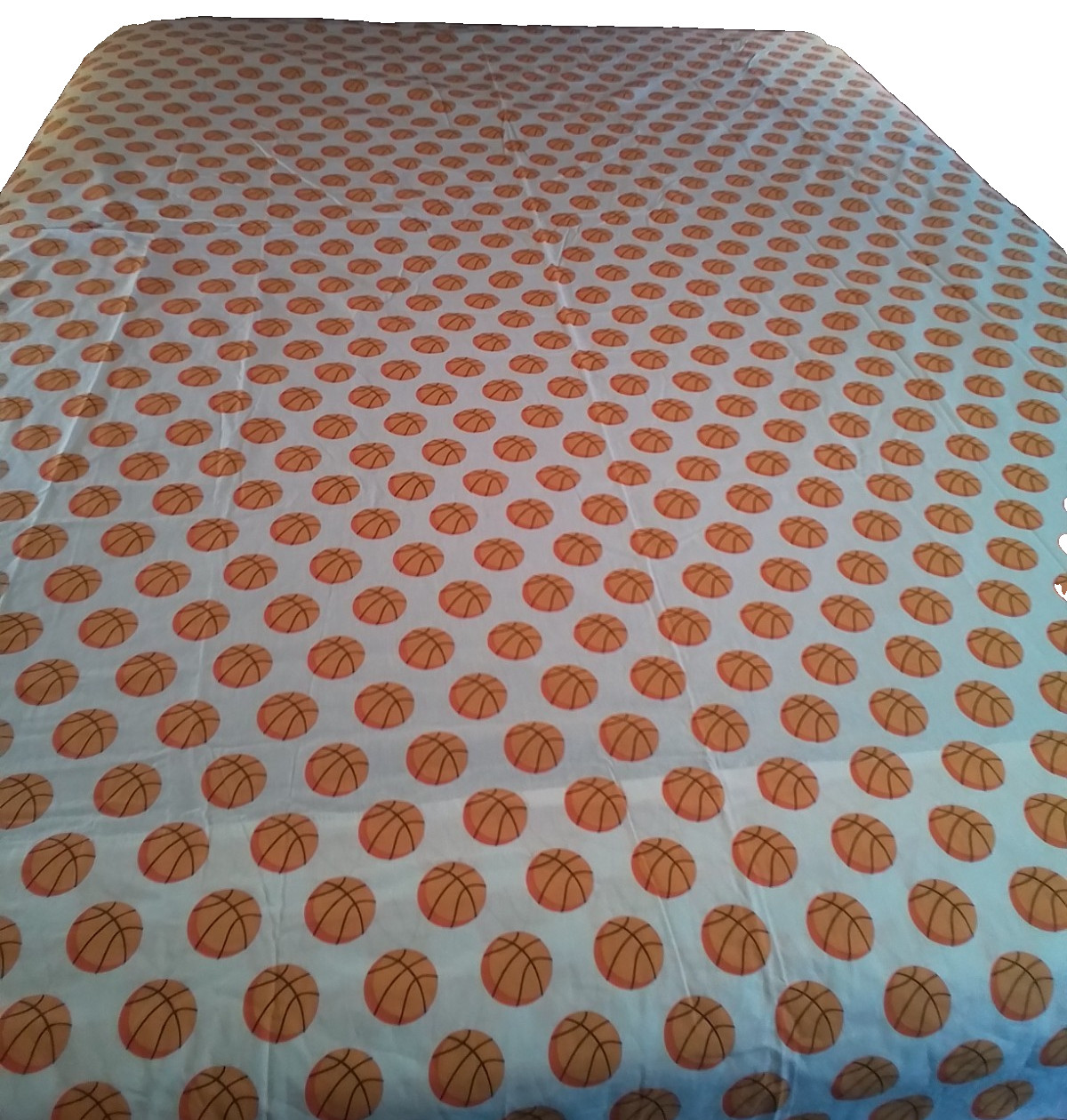 Crate & Barrel Kids Basketball Full Flat Sheet Orange Organic Cotton 81x96 gallery