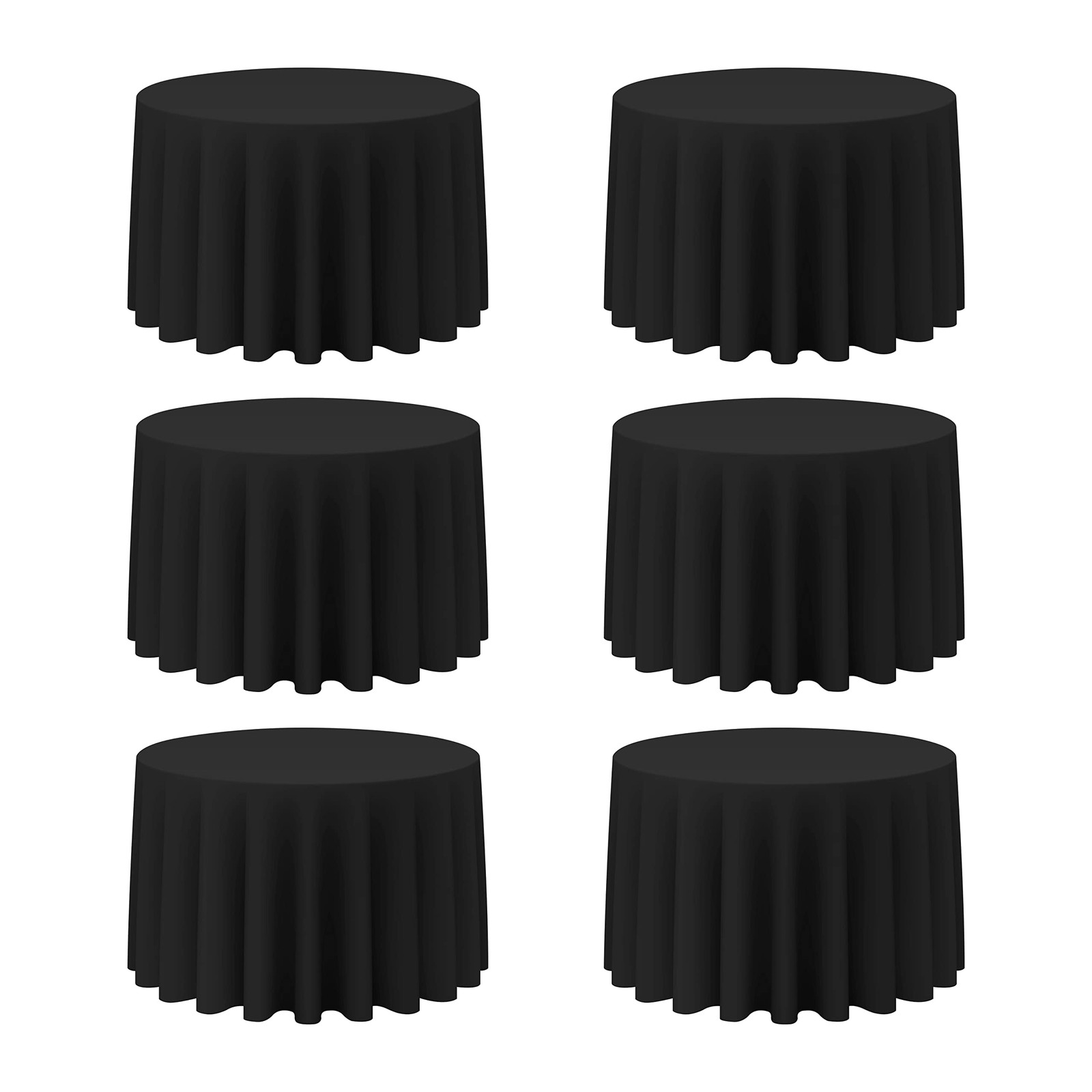 6 Pack Black Round Tablecloths 108 Inch for 48” Tables - 150 GSM Polyester Fa... gallery