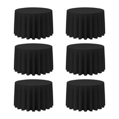 6 Pack Black Round Tablecloths 108 Inch for 48” Tables – 150 GSM Polyester Fa…