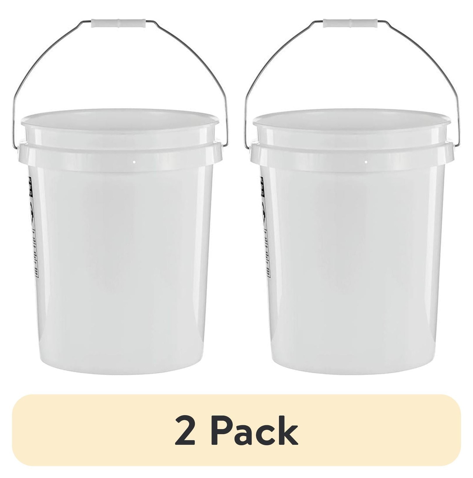 (2 pack) United Solutions 5 Gallon Round Utility, Comfort Handle, Plastic, White gallery