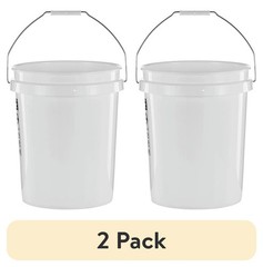 (2 pack) United Solutions 5 Gallon Round Utility, Comfort Handle, Plastic, White