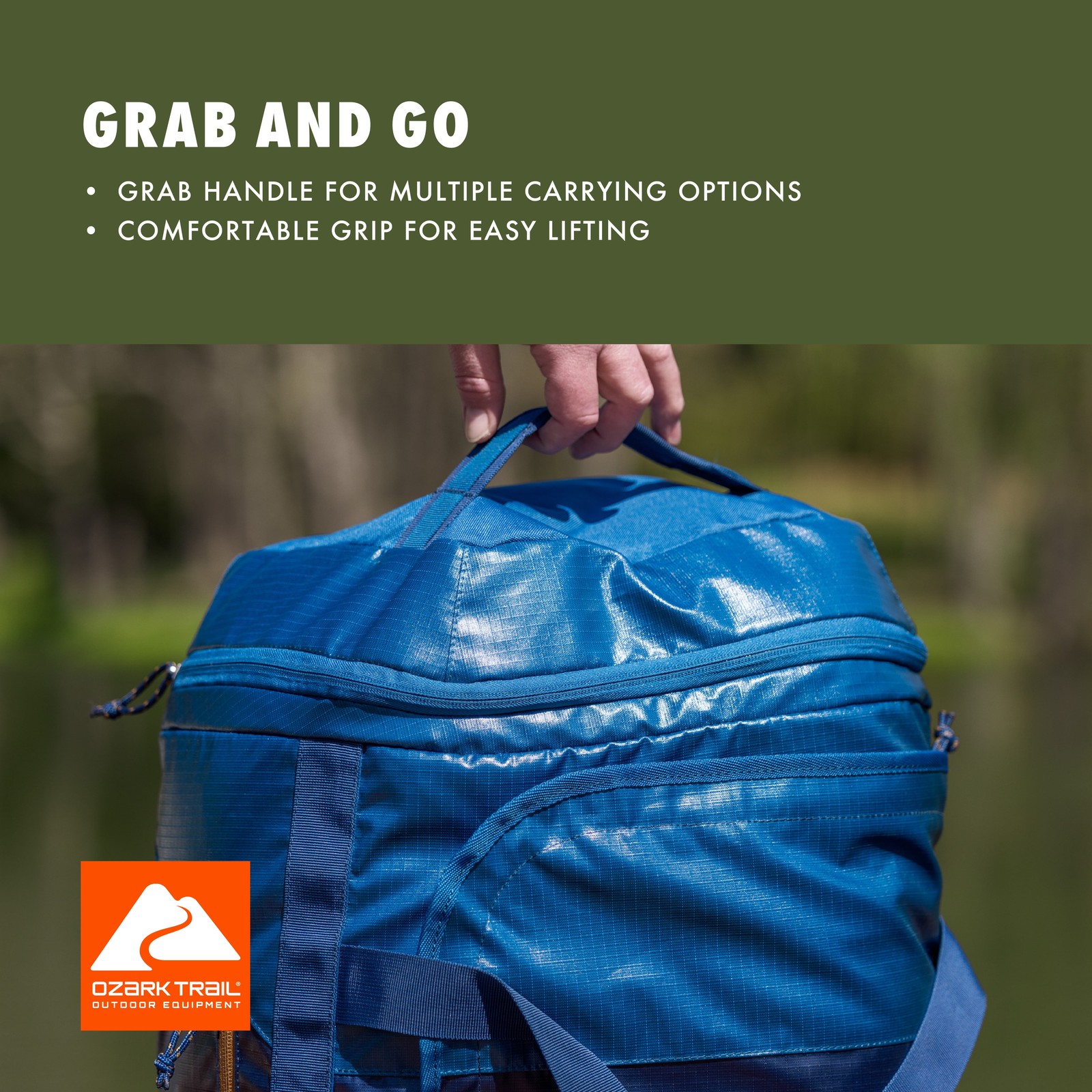70L Coated Polyester Ripstop Duffel Bag W/ Backpack Straps Blue 3