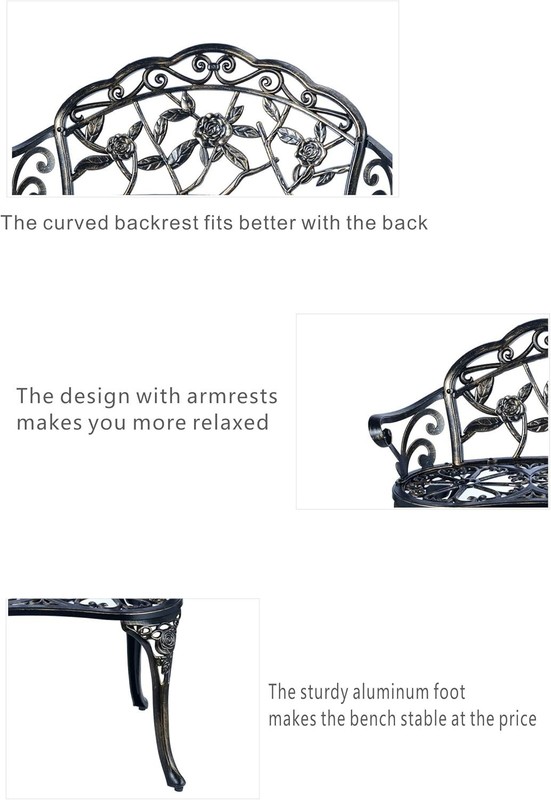 Stylish Copper Finished 2-Person Outdoor Bench with Easy Assembly Instructions gallery