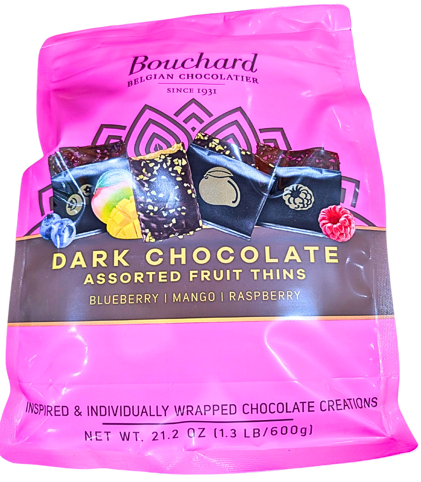 Bouchard Dark Chocolate Assorted Fruit Thins 21.2 Oz Bag EXP 12/2026 gallery