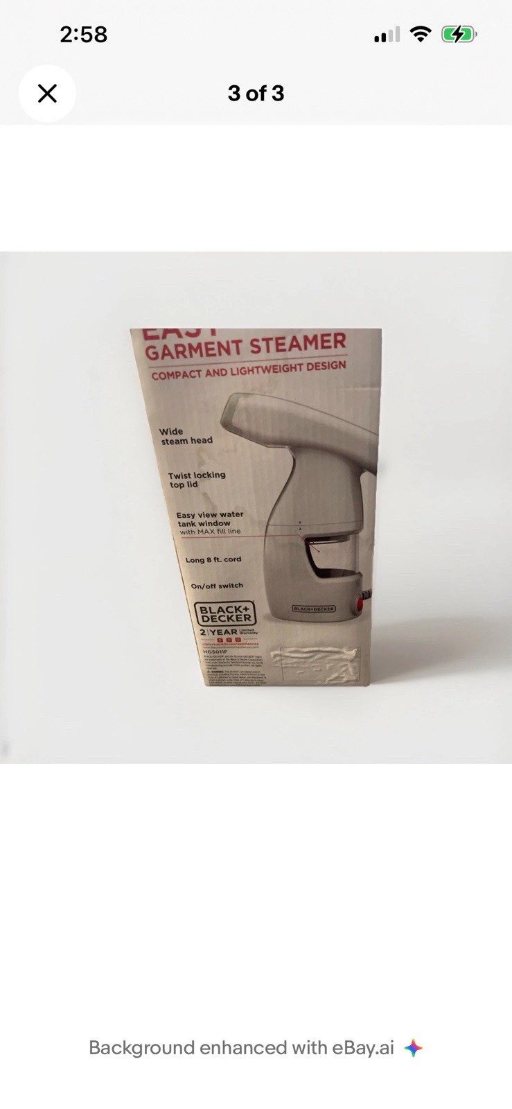 Black & Decker Easy Garment Steamer Quick Heat Up White BRAND NEW gallery