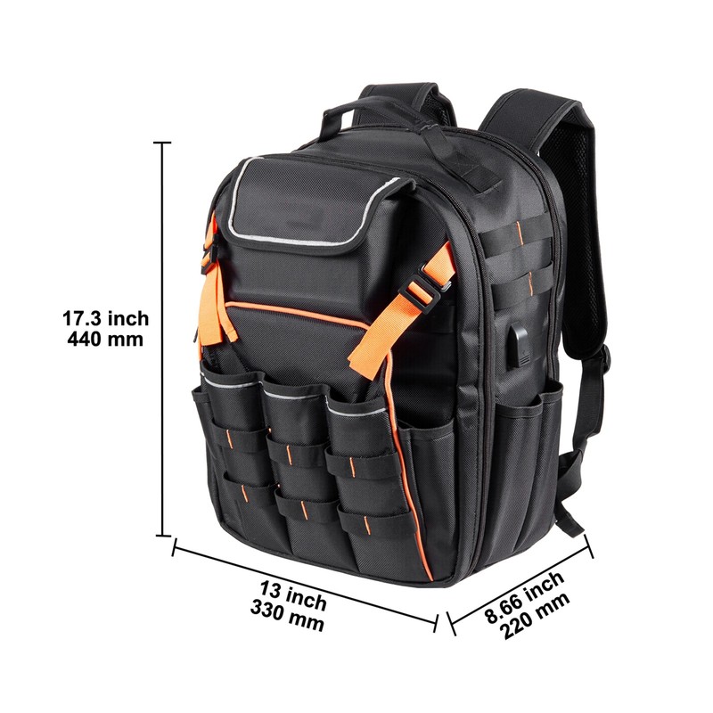 Tool Backpack 45 Pockets Tear-resistant Jobsite Backpack for Electrician gallery