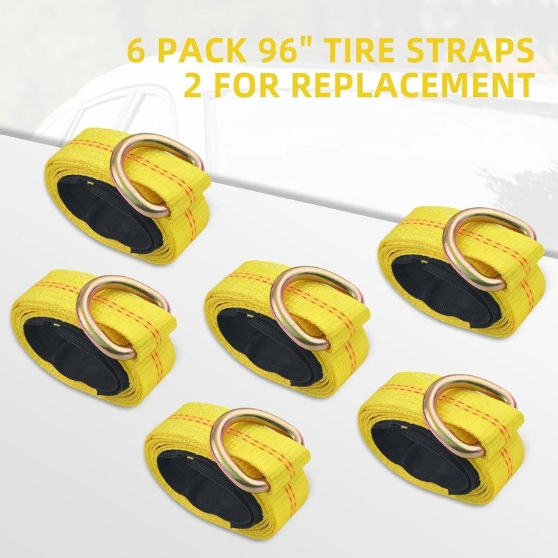 Car Tie Down Straps for Trailers Include 4 Ratchets with Steel Chain Anchors,... gallery