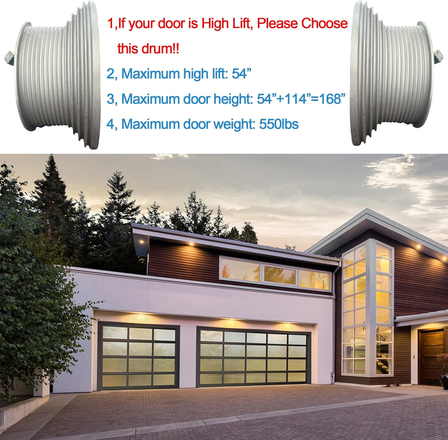 Garage Door Cable Drum , for High Lift Doors, 400-54 One Pair (Left and Right) gallery