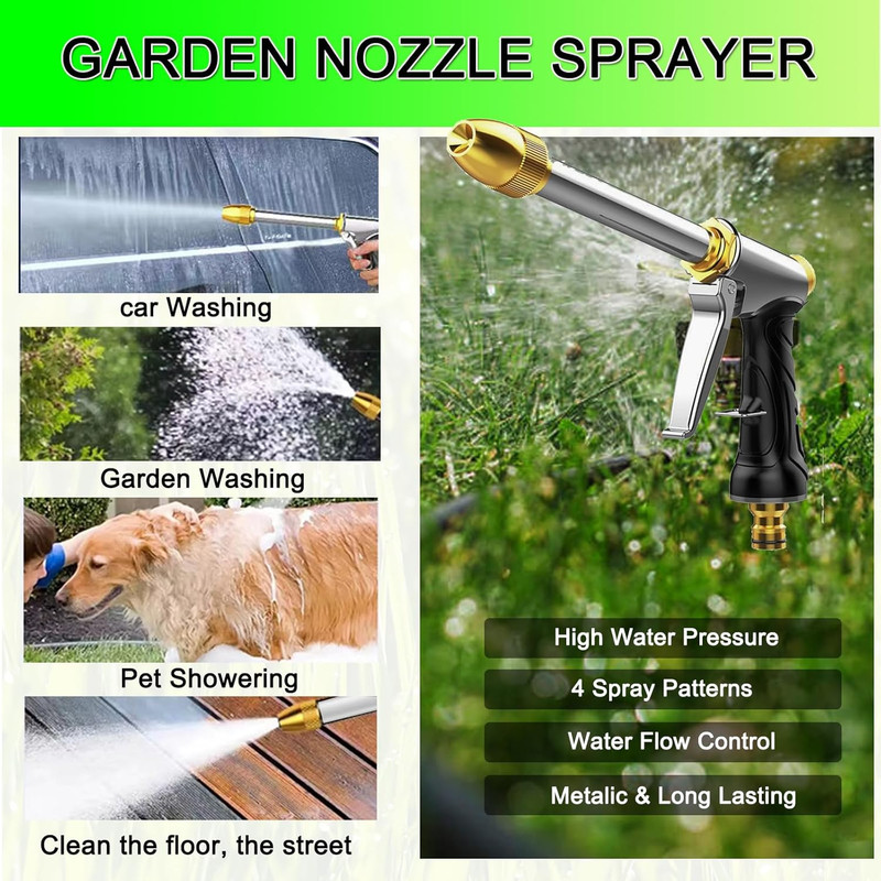 Heavy garden hose nozzle - adjustable spray mode high-pressure rotary spray gun, gallery