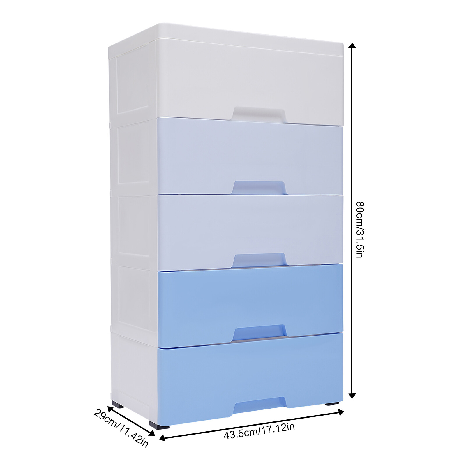 5 Drawers Storage Closet Drawers Cabinet PP Drawers Dresser Bedroom Cabinet Blue gallery