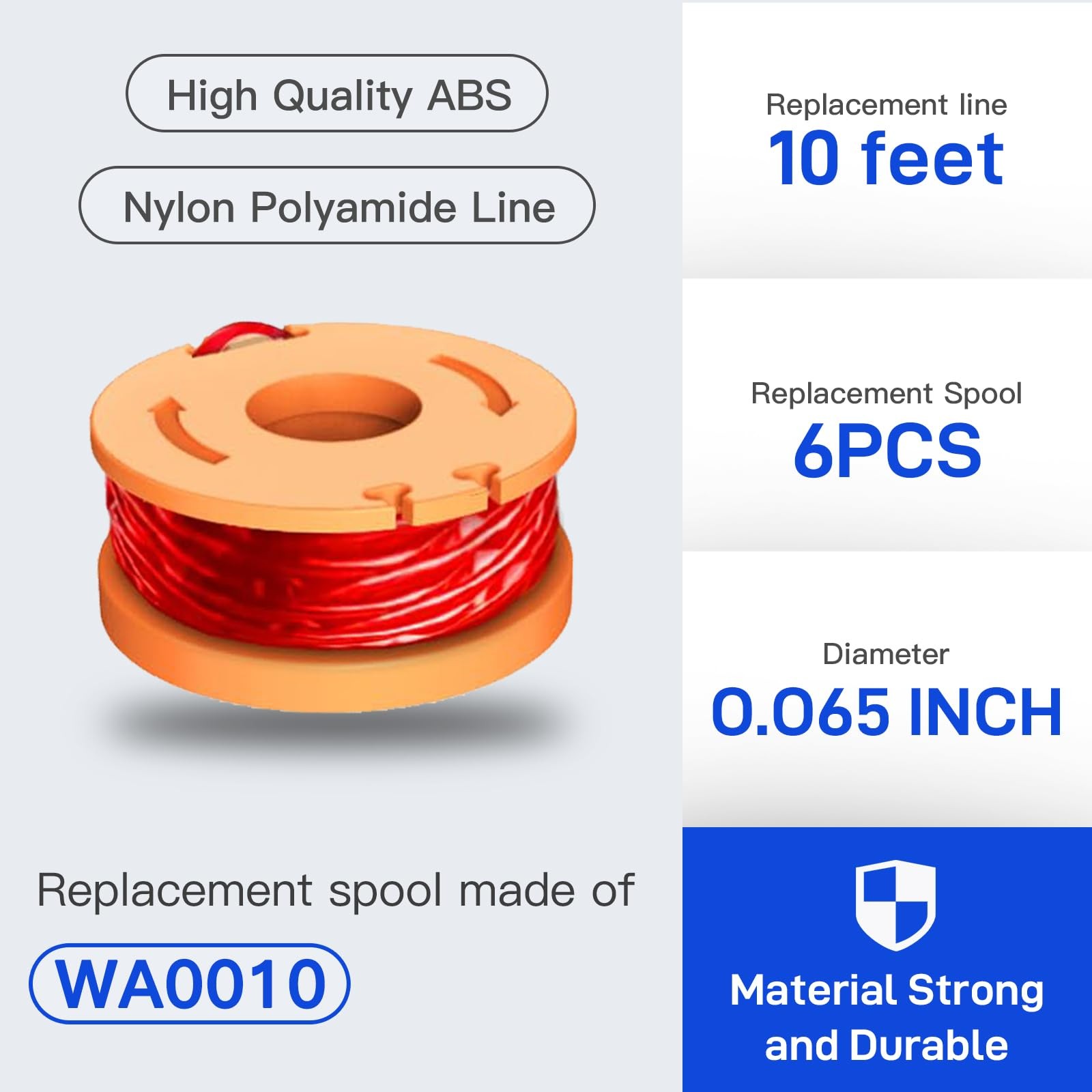 Trimmer Spool Line 0.065in for String Weed Eater 6 Spools 1 Cap gallery