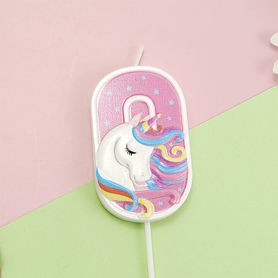 1PCS Indoor Cake Decoration Candles Pink Pony Happy Birthday Numbers 0-9 Candles gallery
