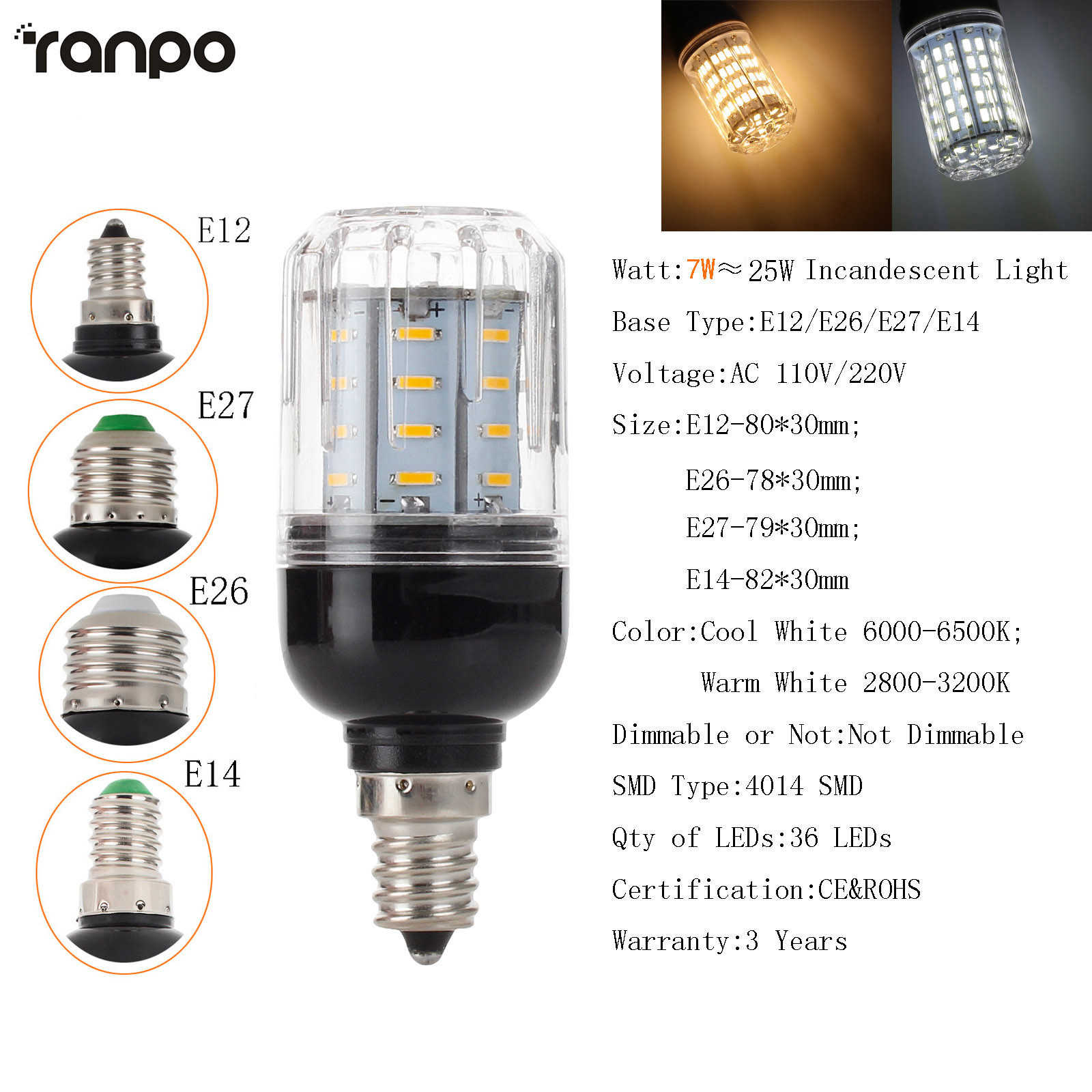 E14 E27 Dimmable LED Corn Bulb Light E12 E26 9W 16W 20W 25W 30W Lamp 110V 220V gallery