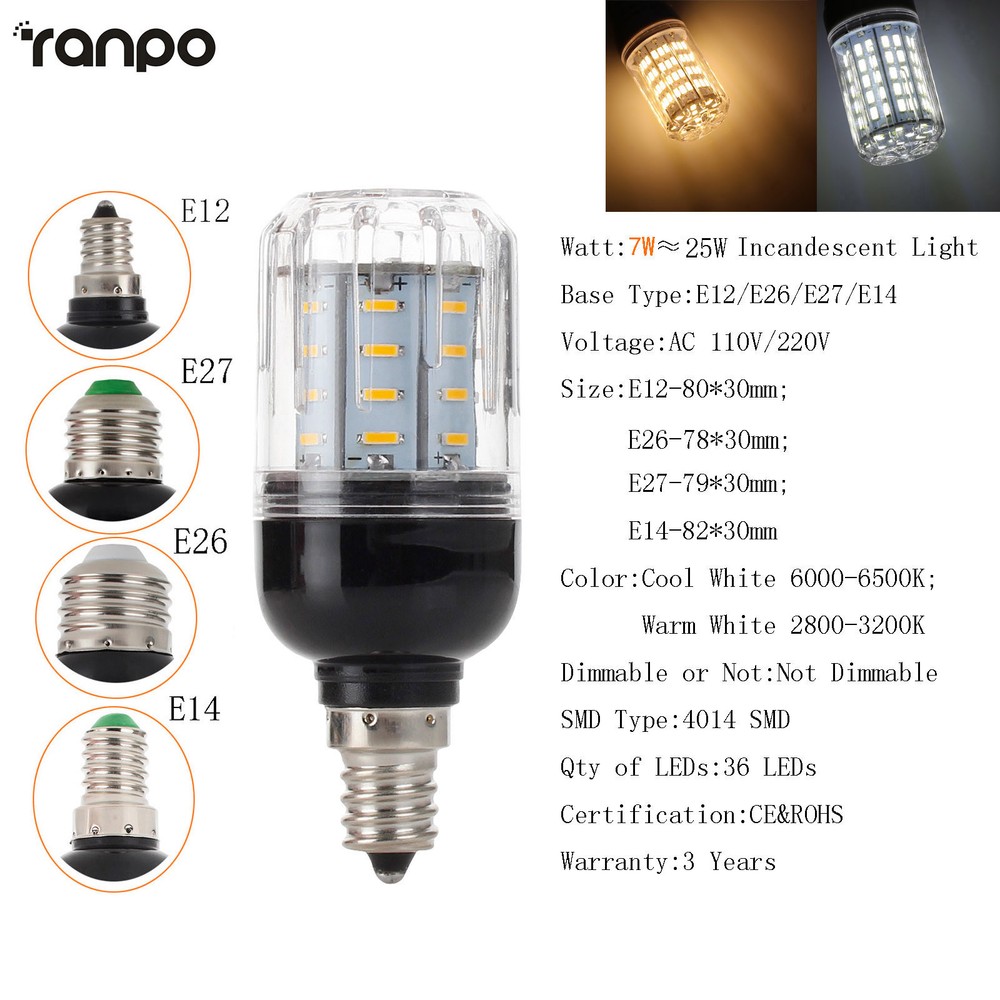 E14 E27 Dimmable LED Corn Bulb Light E12 E26 9W 16W 20W 25W 30W Lamp 110V 220V